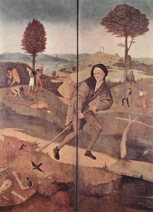 Bosch, Hieronymus: Heuwagen, Triptychon, Auenseite: Der Pilgerweg des Lebens