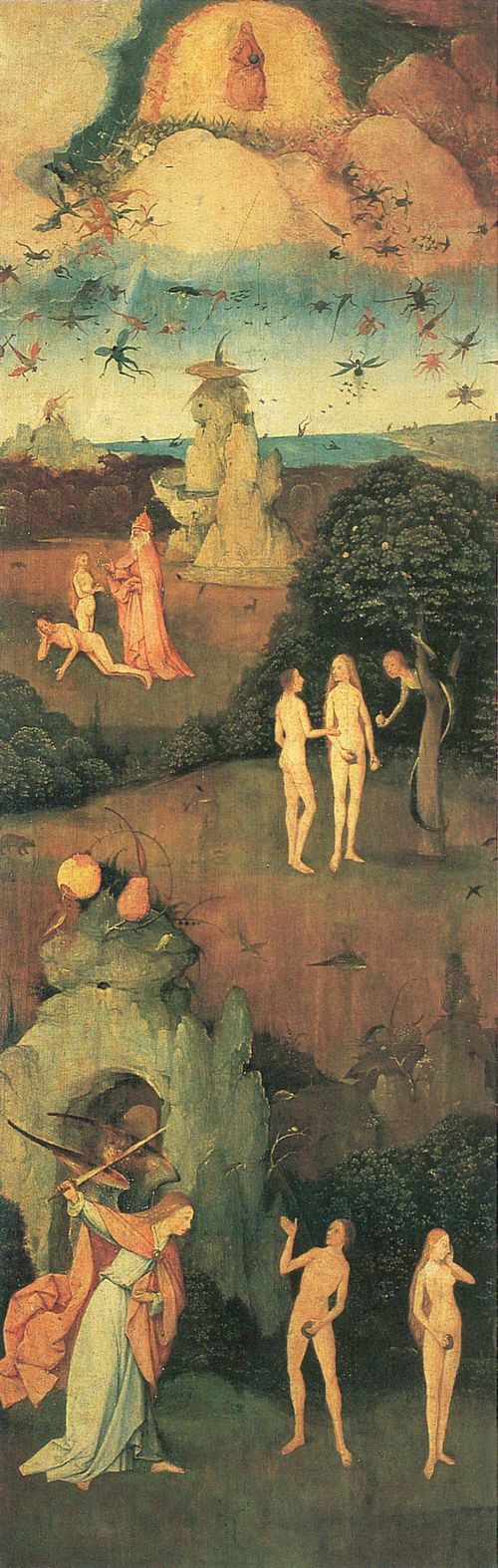 Bosch, Hieronymus: Heuwagen,Triptychon, linker Flgel: Das irdische Paradies