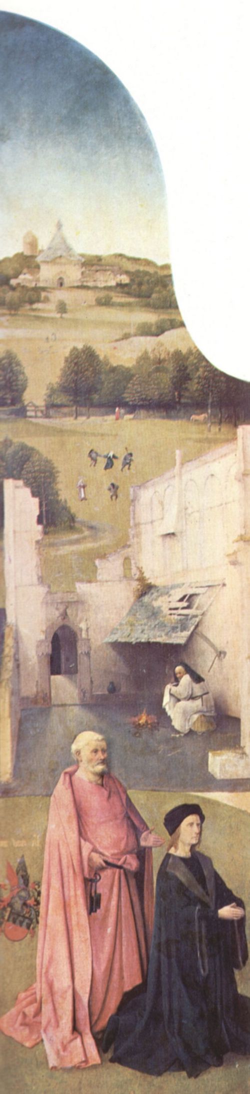 Bosch, Hieronymus: Epiphanie-Triptychon, linker Flgel: Hl. Petrus und kniender Stifter