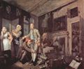 Hogarth, William: Gemäldefolge »Der Lebensweg eines Wüstlings«, Szene: Der Erbe