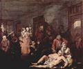 Hogarth, William: Gemäldefolge »Der Lebensweg eines Wüstlings«, Szene: Das Irrenhaus