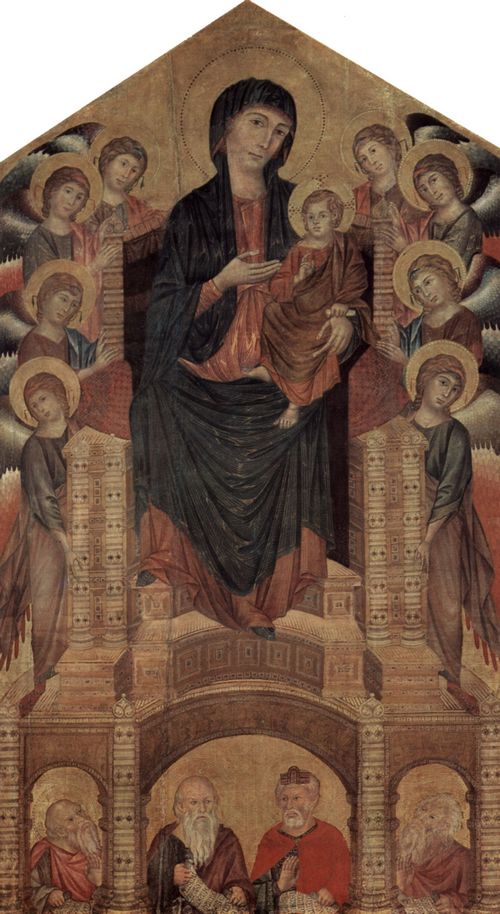 Cimabue: Thronende Madonna mit acht Engeln und vier Propheten