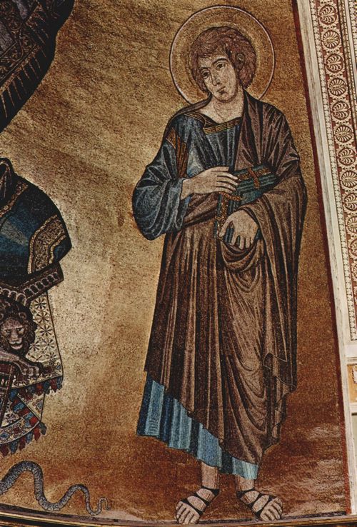 Cimabue: Apsismosaik im Dom zu Pisa, Szene: Thronender Christus mit Maria und Johannes, Detail: Johannes