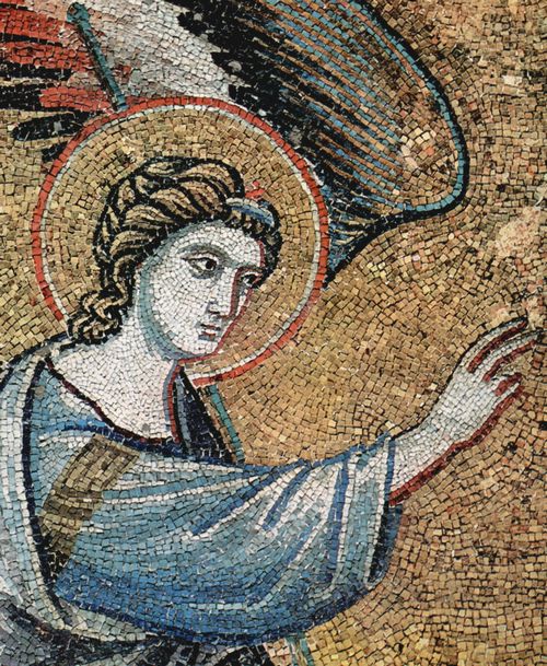 Cavallini, Pietro: Mosaiken mit Zyklus von 6 Szenen zum Marienleben in der Apsis von Santa Maria Trasteverde in Rom, Szene: Maria Verkndigung, Detail