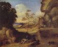 Giorgione: Landschaft mit Sonnenuntergang