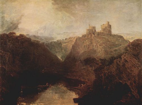 Turner, Joseph Mallord William: Kilgarran Castle am Twyvey, ein dunstiger Sonnenaufgang vor einem drckenden Tag (Kilgarran Castle on the Twyvey, Hazy Sunrise, previous to a Sultry Day)