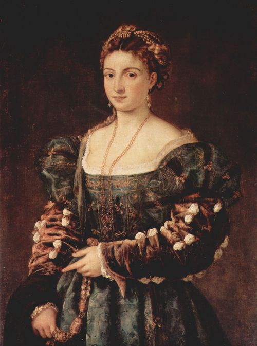 Tizian: La Bella (Portrt einer Frau, Isabella d'Este, oder Eleonara Gonzaga)