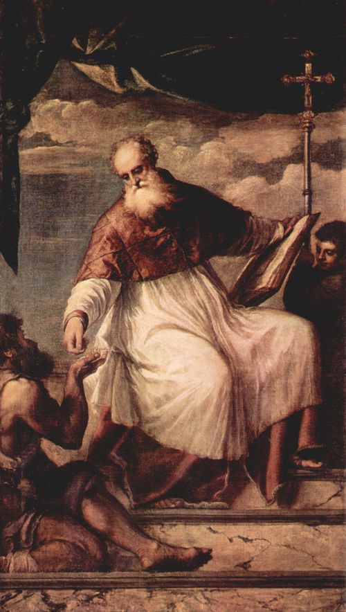 Tizian: Der Hl. Johannes Evangelist und der Almosen