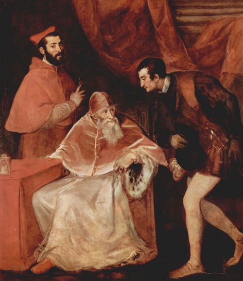 Tizian: Portrt des Papst Paul III. mit Kardinal Alessandro Farnese und Herzog Ottavio Farnese
