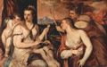 Tizian: Venus verbindet Amor die Augen