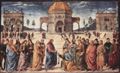 Perugino, Pietro: Fresken in der Sixtinischen Kapelle, Szene: Christus übergibt Petrus den Schlüssel zum Himmelreich