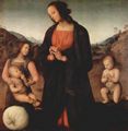 Perugino, Pietro: Maria, das Christuskind anbetend, mit Johannes dem Tufer und einem Engel (Madonna des Sacco)