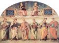Perugino, Pietro: Fresken der Sala d'Udienza im Collegio del Cambio in Perugia, Szene: Fortitudo und Temperantia mit antiken Helden