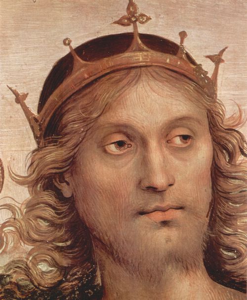 Perugino, Pietro: Fresken der Sala d'Udienza im Collegio del Cambio in Perugia, Szene: Gottvater mit Propheten und Sibyllen, Detail