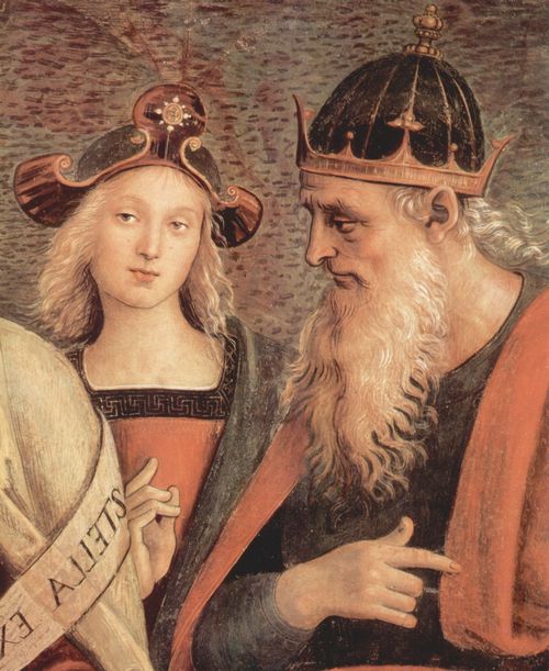 Perugino, Pietro: Fresken der Sala d'Udienza im Collegio del Cambio in Perugia, Szene: Gottvater mit Propheten und Sibyllen, Detail