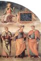 Perugino, Pietro: Fresken der Sala d'Udienza im Collegio del Cambio in Perugia, Szene: Prudenzia und Justizia mit antiken Weisen, Detail