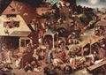 Bruegel d. Ä., Pieter: Serie der sogenannten bilderbogenartigen Gemälde, Szene: Die niederländischen Sprichwörter
