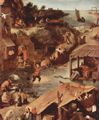 Bruegel d. Ä., Pieter: Serie der sogenannten bilderbogenartigen Gemälde, Szene: Die niederländischen Sprichwörter, Detail