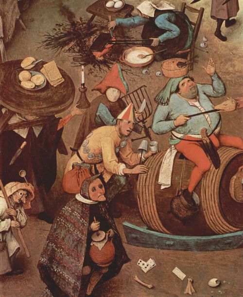 Bruegel d. ., Pieter: Serie der sogenannten bilderbogenartigen Gemlde, Szene: Streit des Karnevals mit der Fastenzeit, Detail