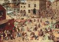 Bruegel d. Ä., Pieter: Serie der sogenannten bilderbogenartigen Gemälde, Szene: Die Kinderspiele