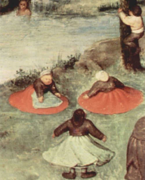 Bruegel d. ., Pieter: Serie der sogenannten bilderbogenartigen Gemlde, Szene: Die Kinderspiele, Detail
