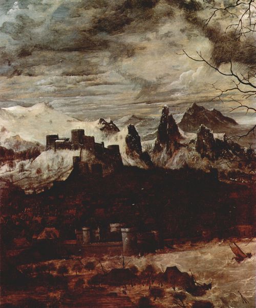 Bruegel d. ., Pieter: Zyklus der Monatsbilder, Szene: Der dstere Tag (Monat Februar oder Mrz), Detail