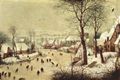 Bruegel d. Ä., Pieter: Winterlandschaft mit Eisläufern und Vogelfalle