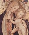 Pisanello: Wachtel-Madonna, Szene: Maria mit Christuskind, zwei Engeln und einer Wachtel, Detail: Madonna