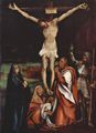 Grünewald, Mathis Gothart: Kreuzigung Christi, Szene: Christus am Kreuz, Drei Marien, Hl. Johannes Evangelist und Hl. Longinus