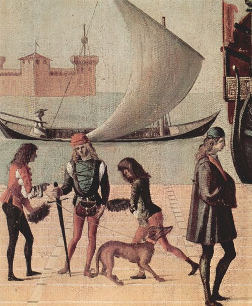 Carpaccio, Vittore: Gemldezyklus zur Legende der Hl. Ursula, Szene: Ankunft der englischen Gesandten am Hof des Knigs der Bretagne, Detail