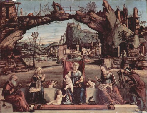 Carpaccio, Vittore: Thronende Madonna und Johannes der Tufer, links: Hl. Josef und Hl. Anna, rechts: Hl. Elisabeth und Hl. Zacharias