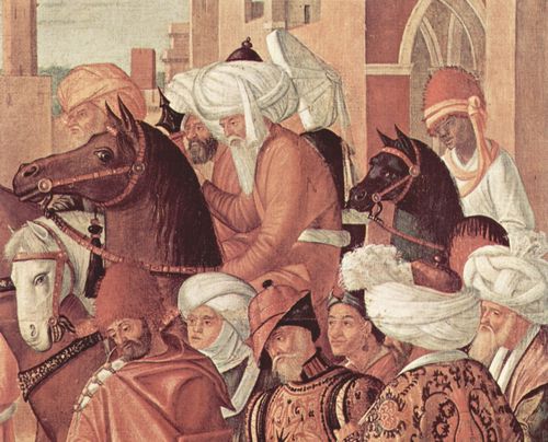 Carpaccio, Vittore: Gemldezyklus der Kapelle der Scuola di San Giorgio degli Schiavoni, Szene: Triumph des Hl. Georg, Detail