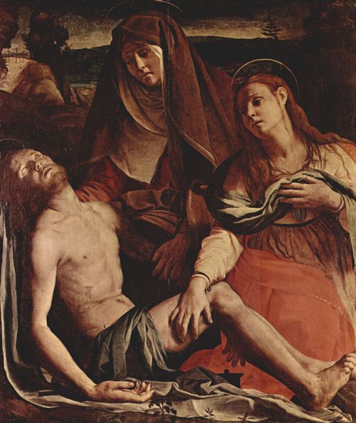 Bronzino, Angelo: Pita oder Beweinung, Szene: Toter Christus, Maria und Maria Magdalena