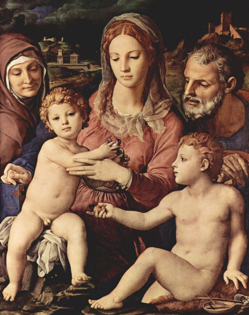Bronzino, Angelo: Die Heilige Familie mit Hl. Anna und Johannes dem Tufer