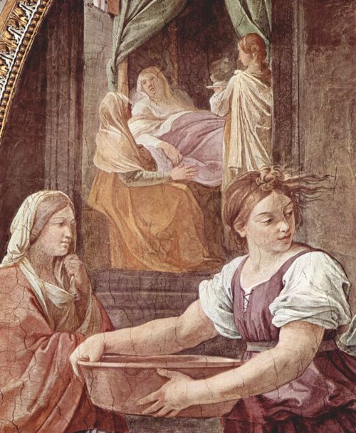 Reni, Guido: Fresken im Palazzo Quirinale, Cappella dell'Annunciata, Eingangswand, Szene: Maria Geburt, Detail