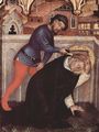 Gentile da Fabriano: Marienkrönung, Giebelgemälde, linke innere Tafel, Szene: Martyrium des Hl. Petrus Martyr