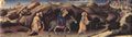 Gentile da Fabriano: Anbetung der Heiligen Drei Könige, mittlere Predellatafel: Flucht nach Ägypten