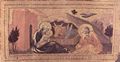 Gentile da Fabriano: Quaratesi-Polyptychon, Seitentafel: Hl. Nikolaus von Bari, Detail des Gewandes: Christi Geburt