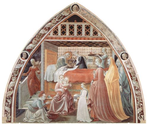 Uccello, Paolo: Fresken im Dom zu Prato, Szene: Maria Geburt