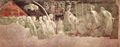 Uccello, Paolo: Alttestamentarischer Freskenzyklus zur Genesis im Kreuzgang von Santa Maria Novella in Florenz, Szene: Dankopfer, Trunkenheit und Schande Noahs