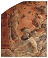 Uccello, Paolo: Alttestamentarischer Freskenzyklus zur Genesis im Kreuzgang von Santa Maria Novella in Florenz, Szene Lnette: Sintflut und die Arche auf den Fluten schwimmend, Detail