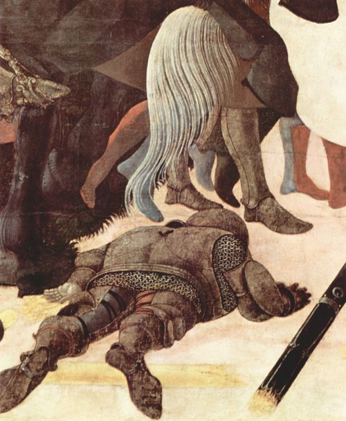 Uccello, Paolo: Drei Gemlde zur Schlacht von Romano fr den Medici-Palast in Florenz, Szene: Niccol da Tolentino als Anfhrer der Florentiner, Detail