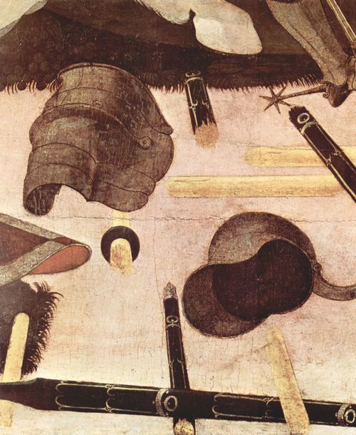 Uccello, Paolo: Drei Gemlde zur Schlacht von Romano fr den Medici-Palast in Florenz, Szene: Niccol da Tolentino als Anfhrer der Florentiner, Detail