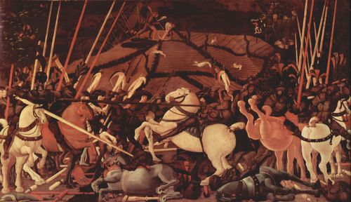 Uccello, Paolo: Drei Gemlde zur Schlacht von Romano fr den Medici-Palast in Florenz, Szene: Der Sieg ber Bernardino della Ciarda