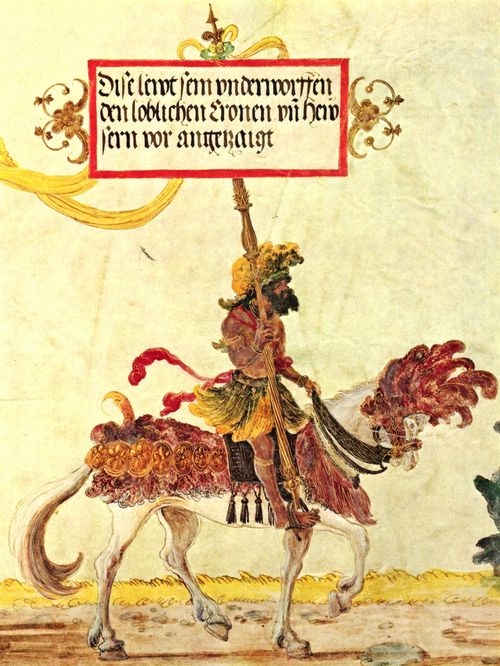 Altdorfer, Albrecht: Triumphzug Kaiser Maximilians, Szene: Die »Kalikutischen Leut'«, Detail