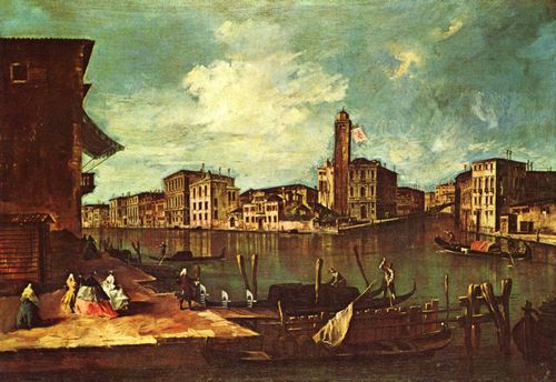 Guardi, Francesco: Der Canal Grande in San Geremia, von einem Ankerplatz der Gondeln aus gesehen