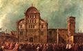 Guardi, Francesco: Gemäldeserie »Le Solennità Dogali«, Szene: Oster-Prozession des Dogen über den Campo San Zaccaria in Venedig
