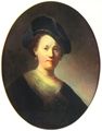 Rembrandt Harmensz. van Rijn: Porträt einer jungen Frau mit perlenbesetztem Barett, Oval