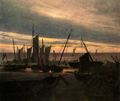 Friedrich, Caspar David: Schiffe im Hafen am Abend (Nach Sonnenuntergang)
