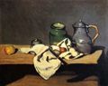 Cézanne, Paul: Stillleben mit grünem Gefäß und Zinnkessel